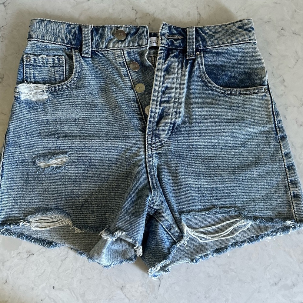 Zara High-Waisted Distressed Denim Jean Shorts